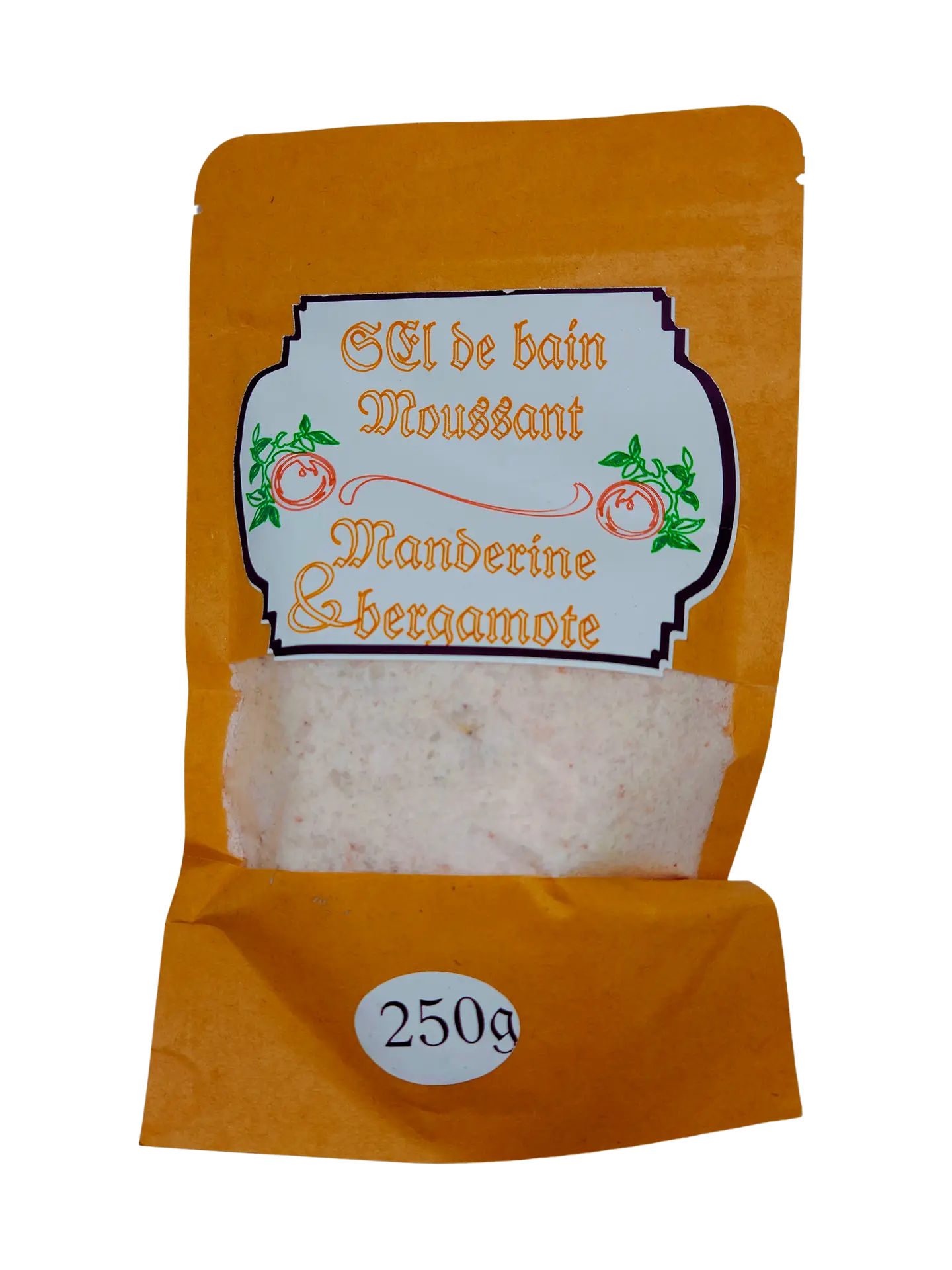 Sels pour le bain moussant naturels à la mandarine et bergamote de Les Mels.